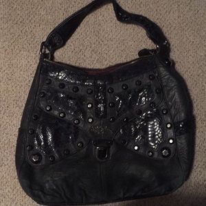 Betsy Johnson black all leather bag